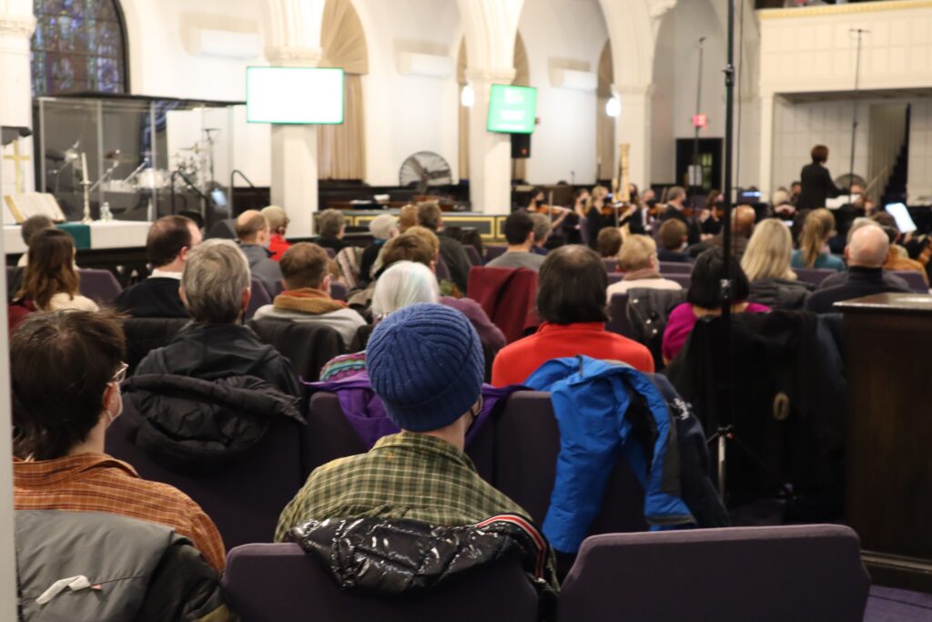 Audience watching a Landmarks performance at Bethel AME.