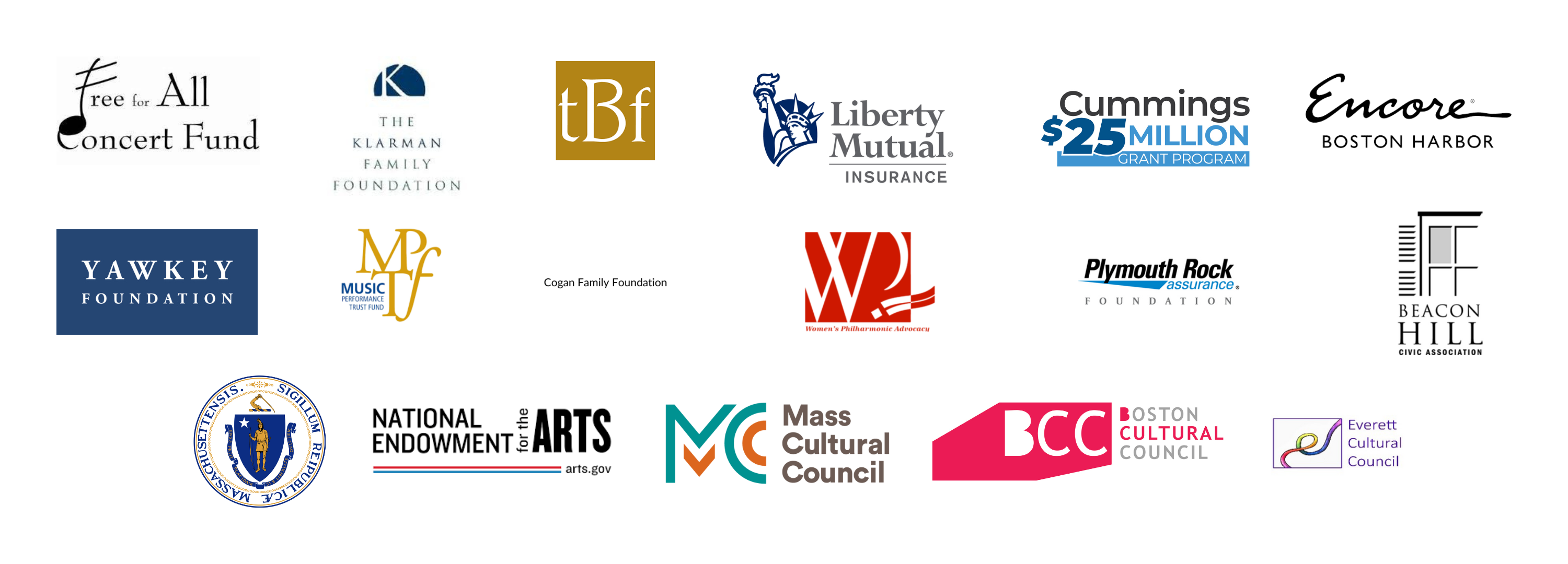 Logos of foundations, corporations, and government programs that support Landmarks